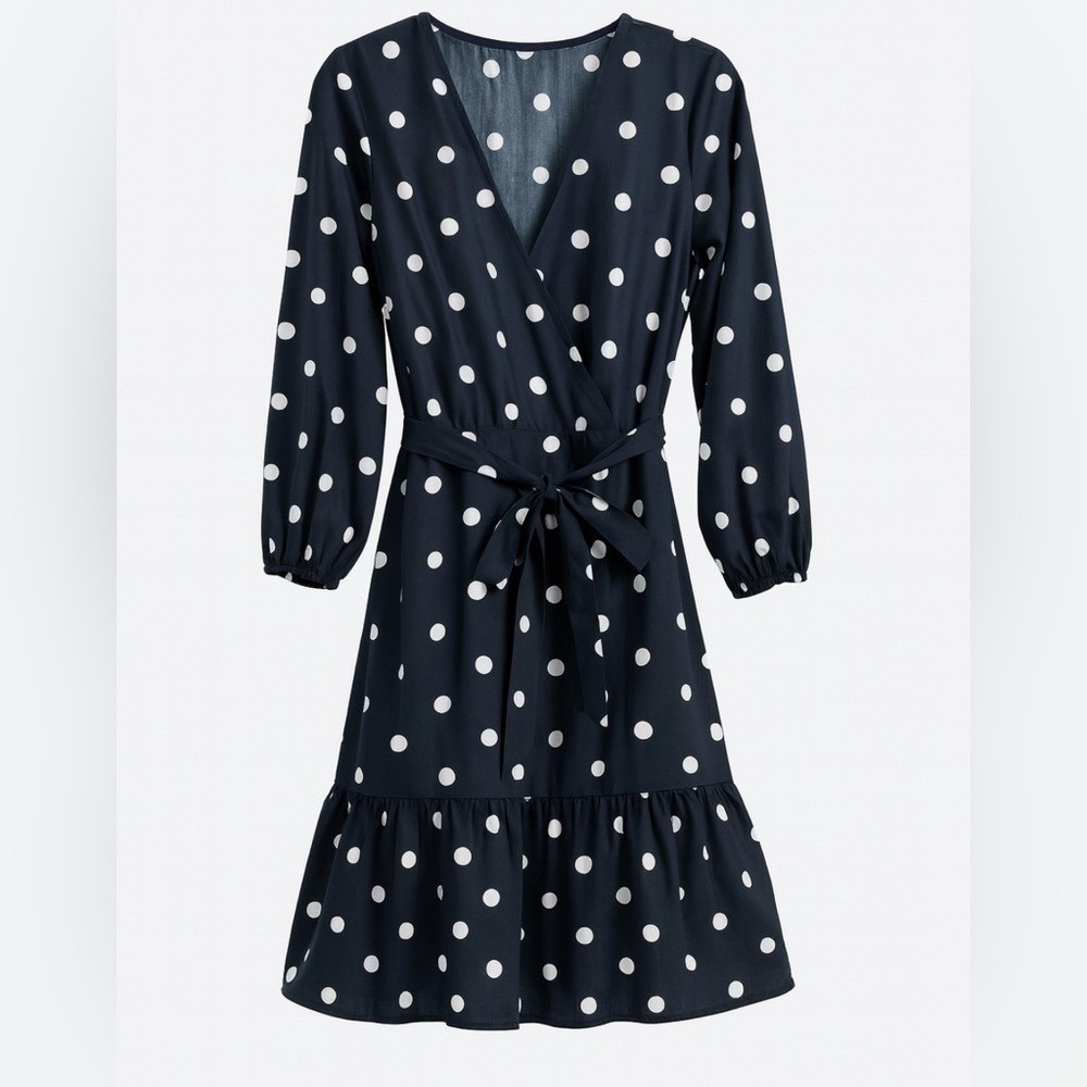NWT New York & Company Black & White Polka Dot Wrap Dress | Size XL